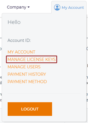 "My License Key" is under Security on the left-hand sidebar.